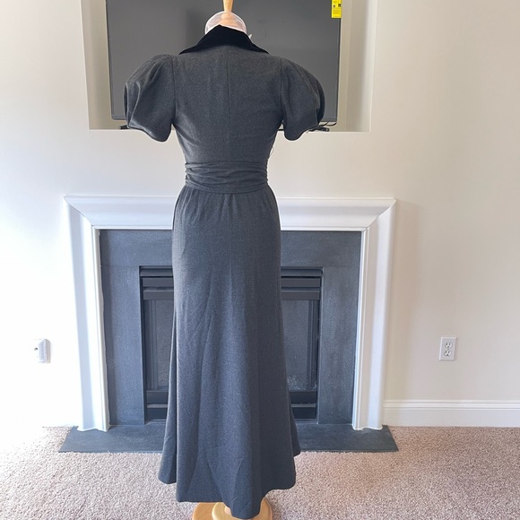 NWT ROSIE ASSOULIN Wo Peter Pan Puff-Sleeve Wool Maxi Dress - Picture 5 of 16